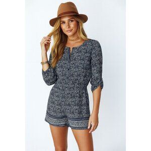 Ann Taylor LOFT Cottage Core Boho 3/4 Sleeve Dress Romper Floral Paisley Print 6